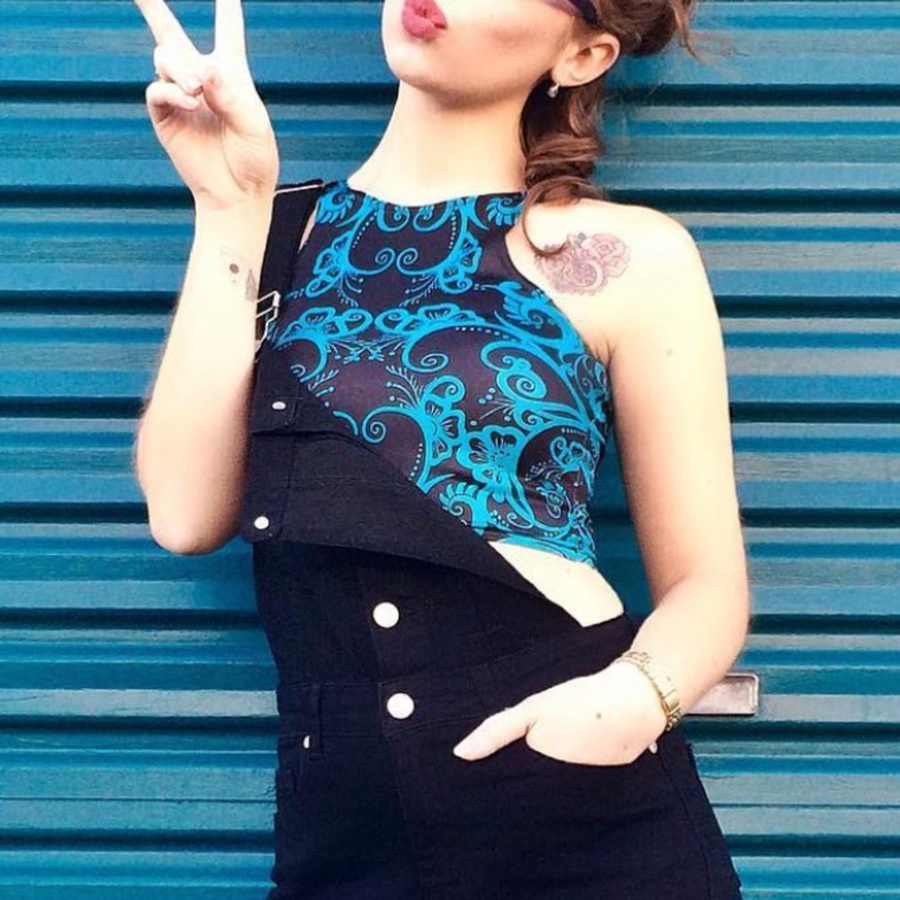 BlackMilk Teal Bath Reversible Crop - LIMITED
